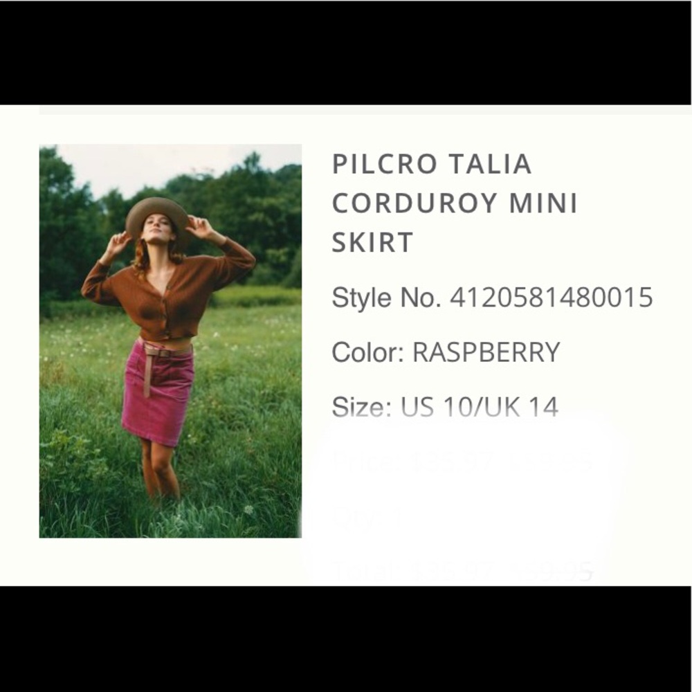 Pilcro Anthropologie Tali corduroy mini skirt
